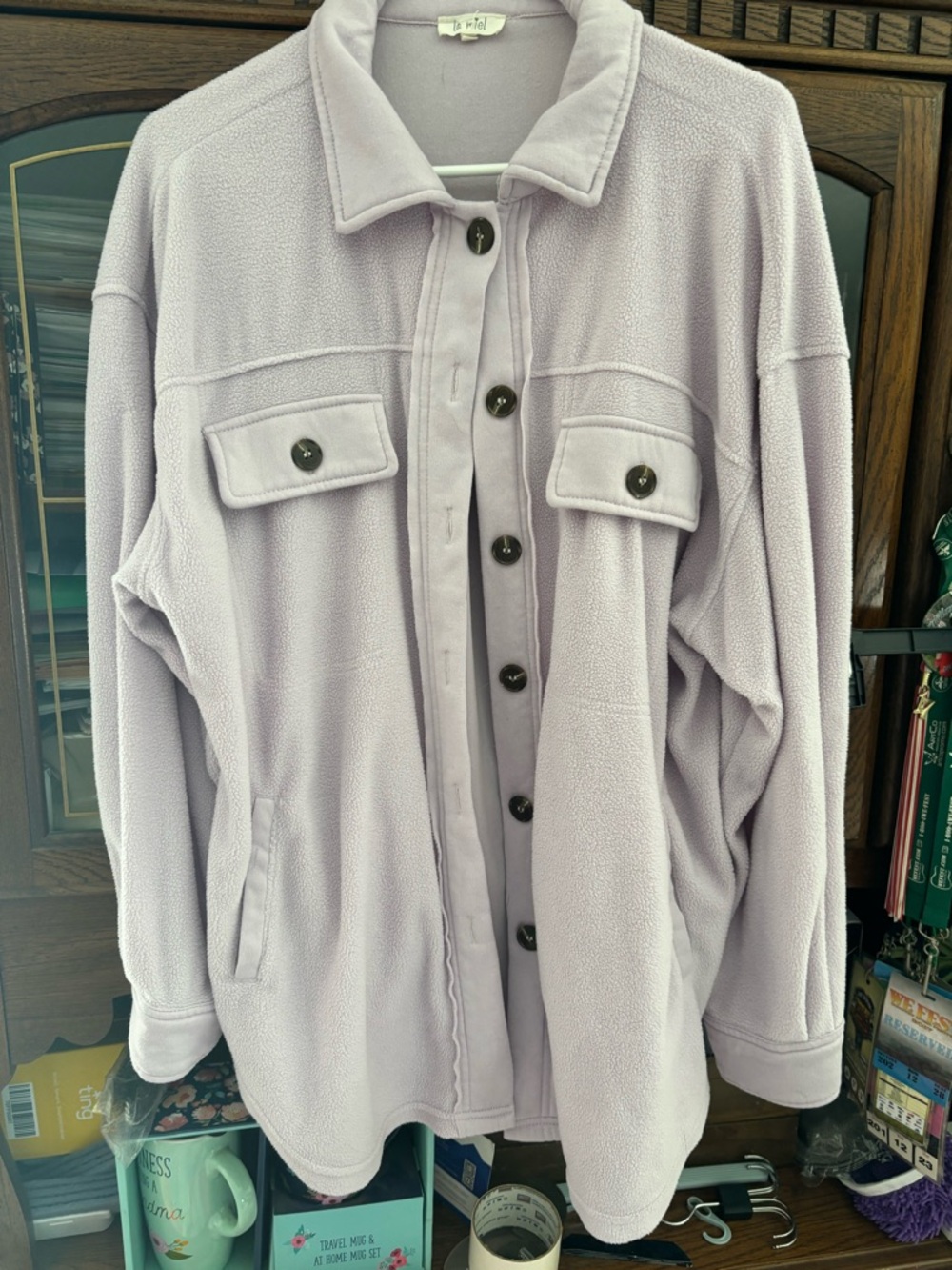 LA MIEL Light Lavender Button-Up Teddy Jacket
